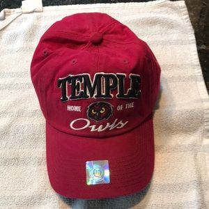 Brand new Temple University baseball hat, deep red, adjustable size